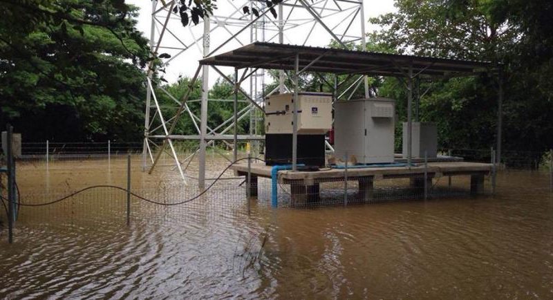 telecom tower during flood